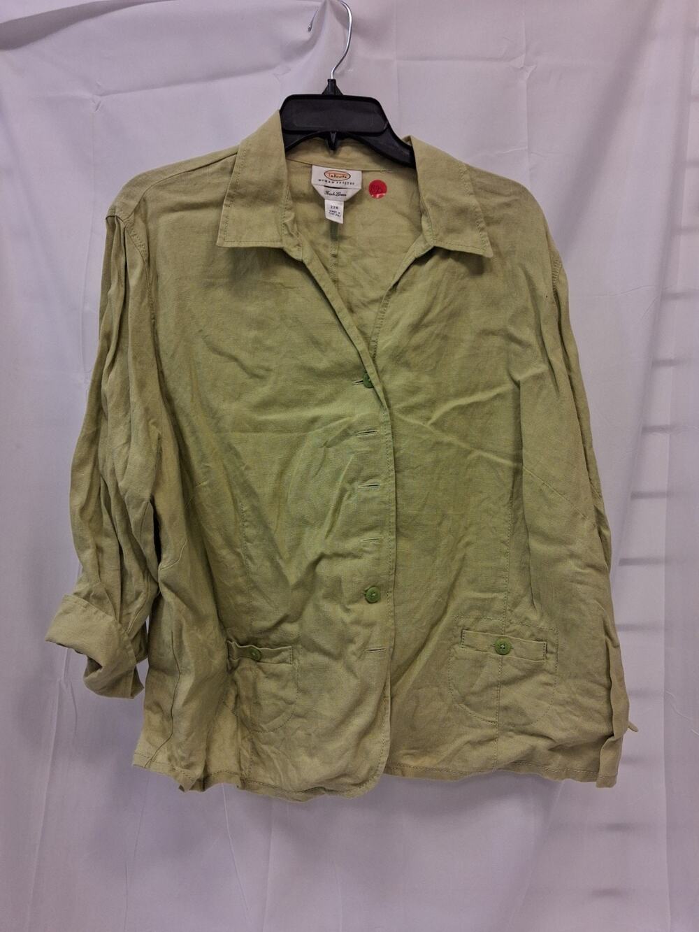 Talbots Fresh Linen Blouse Women's 22W PETITE Button Top 3/4 Sleeve Vneck